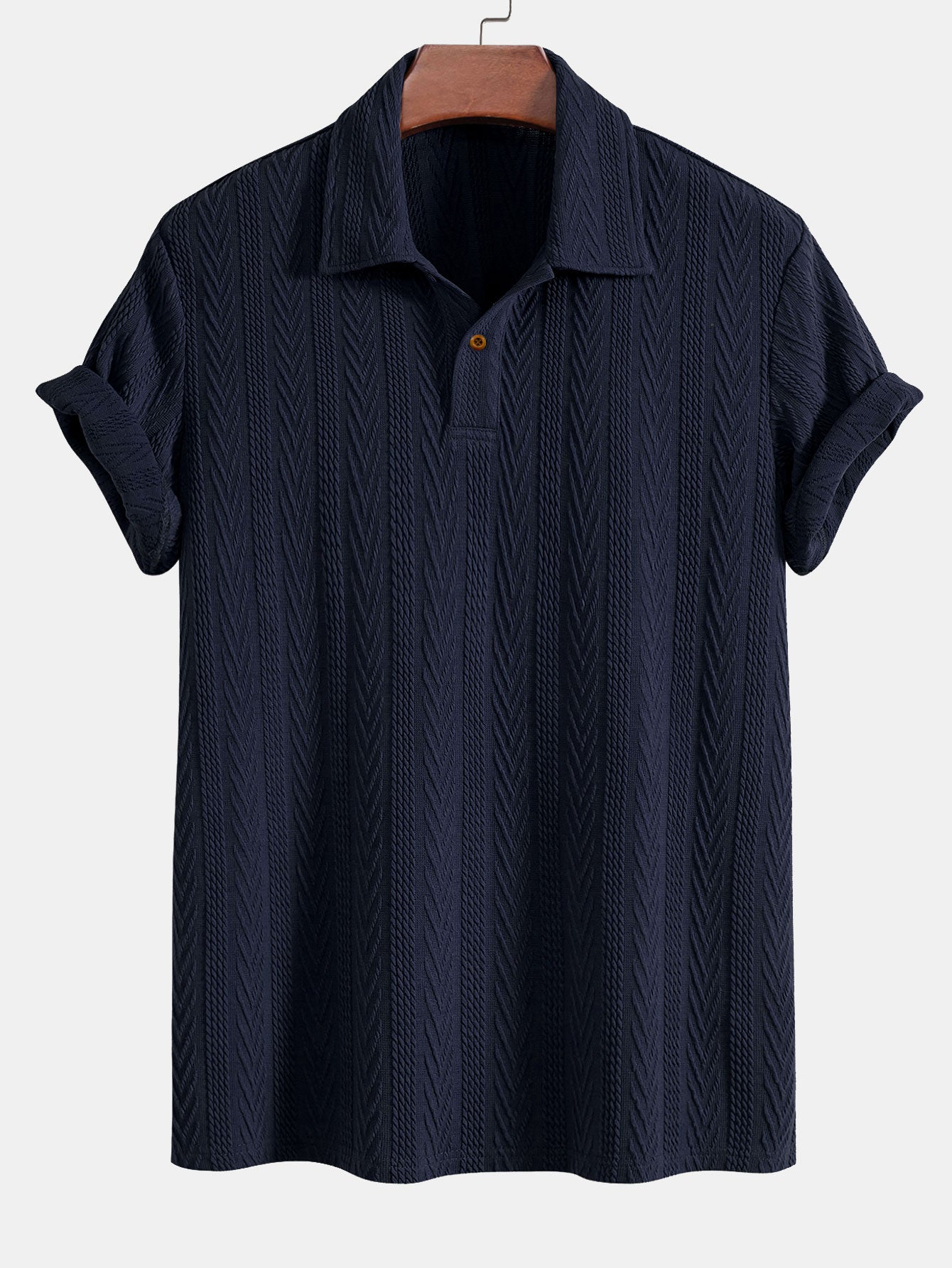 Jacquard Polo Shirt with Short Sleeves and Straight-Cut Ribbed Knit Pants