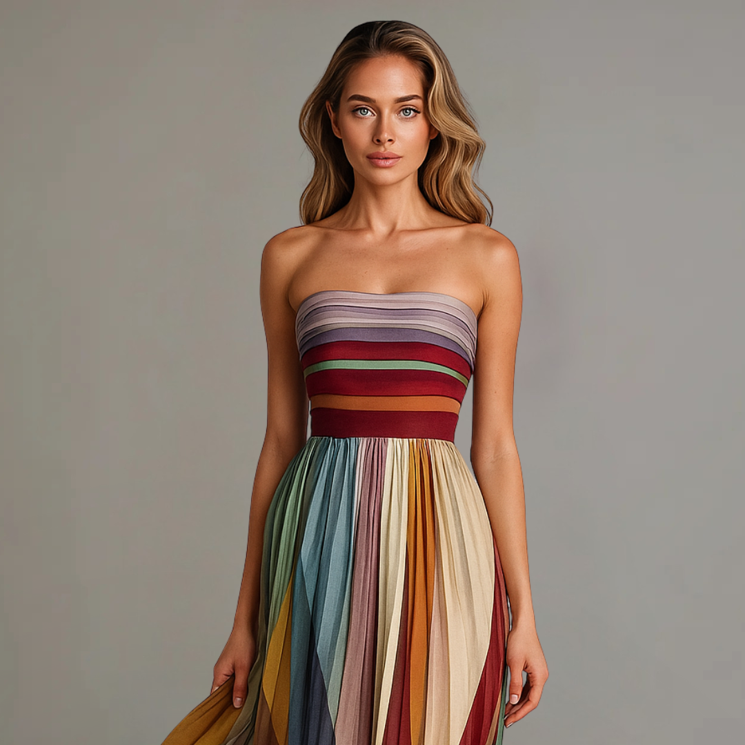 Elize™ | Abito colorato senza maniche