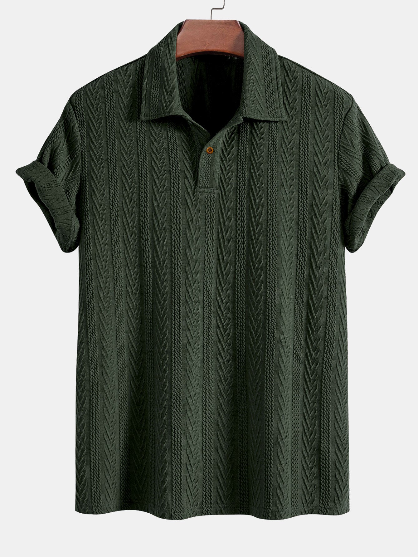 Jacquard Polo Shirt with Short Sleeves and Straight-Cut Ribbed Knit Pants