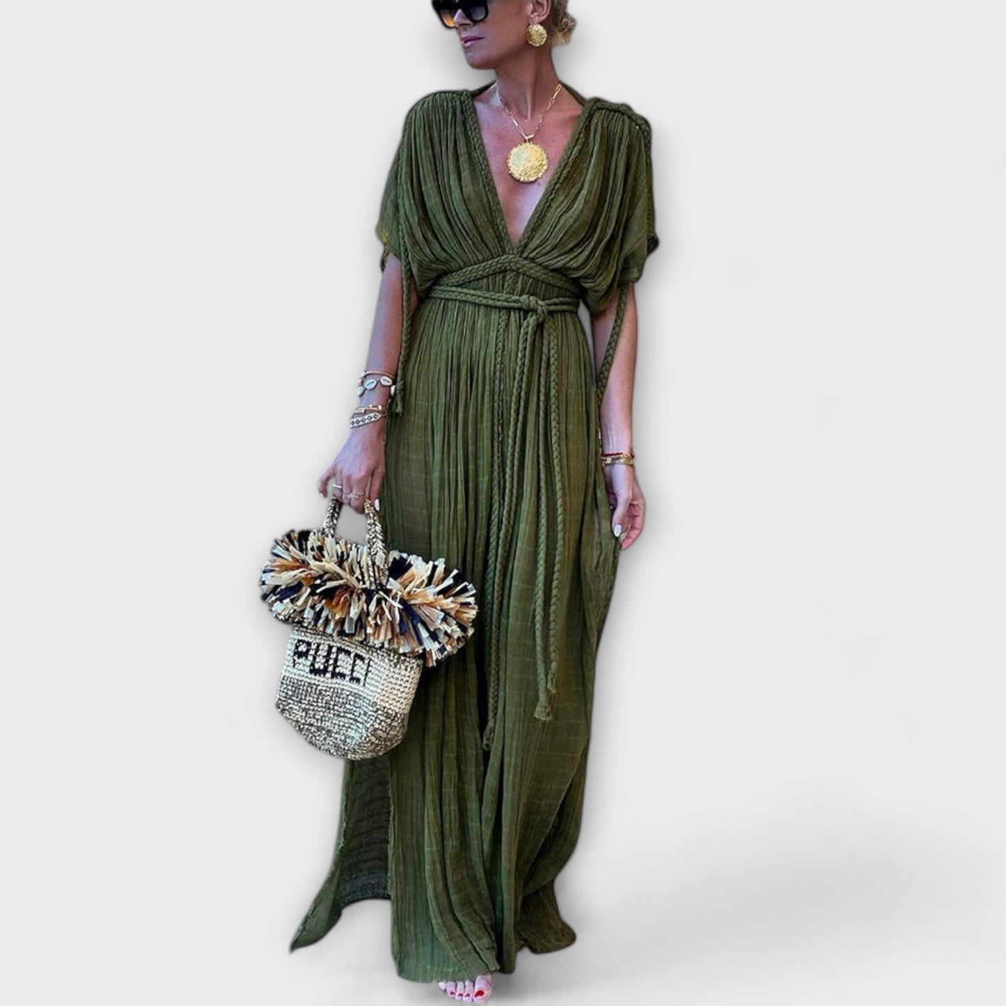 Bruna™ - Vestido maxi kimono em estilo grego