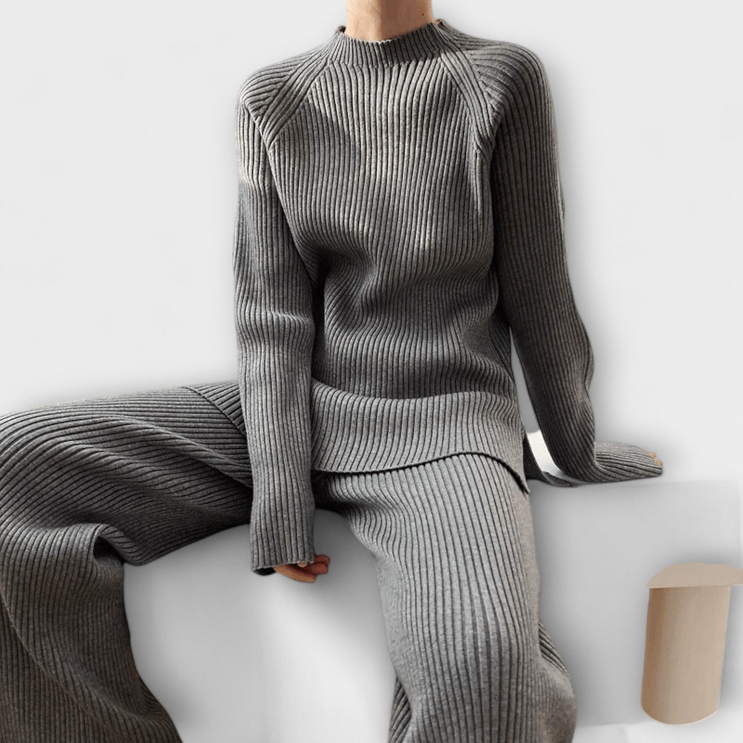 Albertina™ - Conjunto Cosy de Tricô Canelado de 2 Peças
