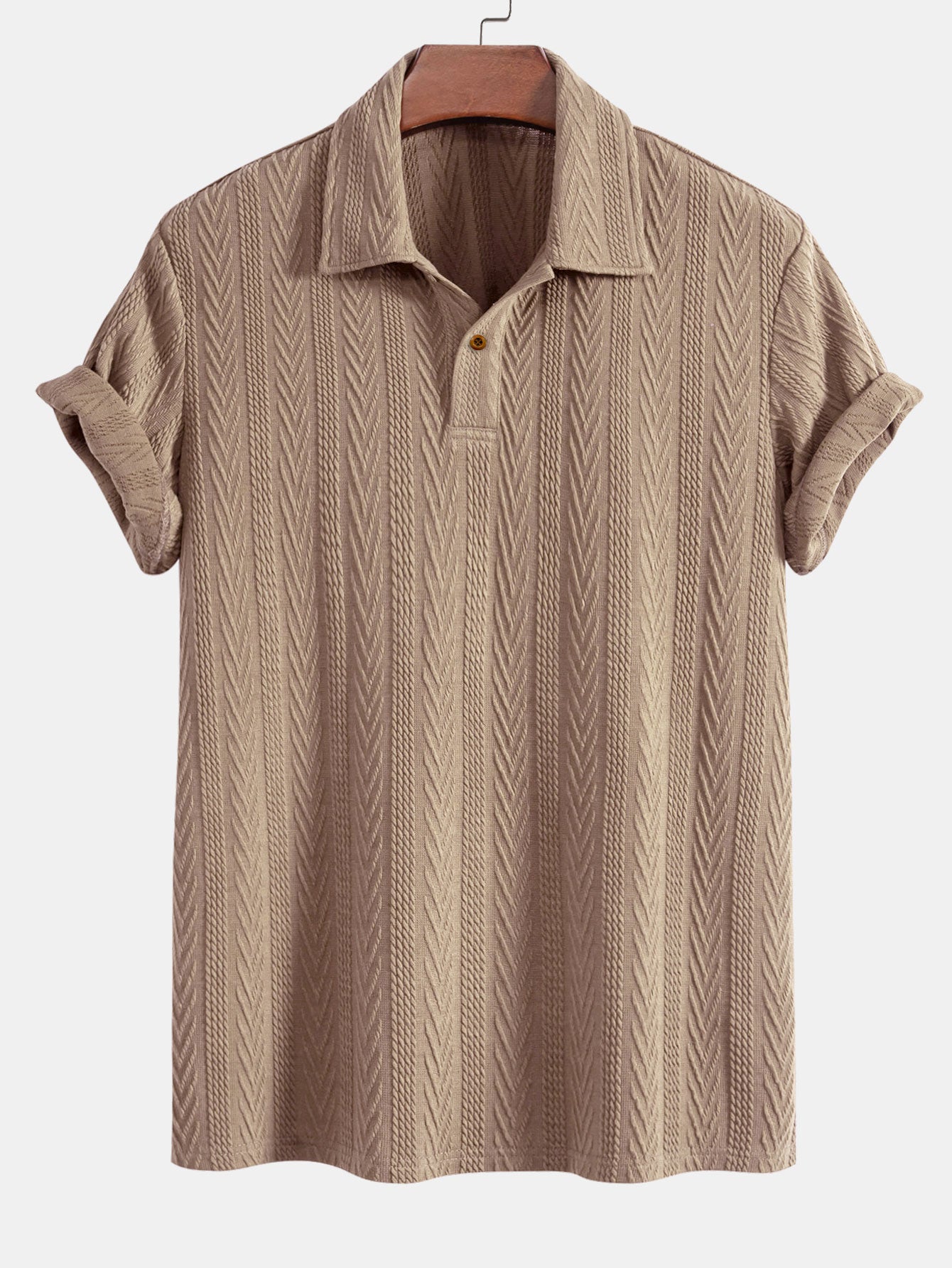 Jacquard Polo Shirt with Short Sleeves and Straight-Cut Ribbed Knit Pants