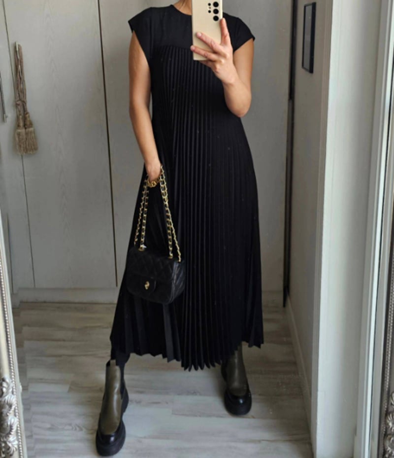 Sophia - Elegante Abito Maxy Plissettato Spliced