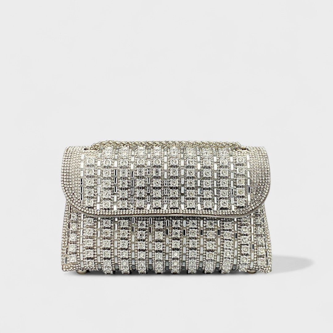 Claudia™ - Bolsa de ombro com corrente elegante e diamantes coloridos