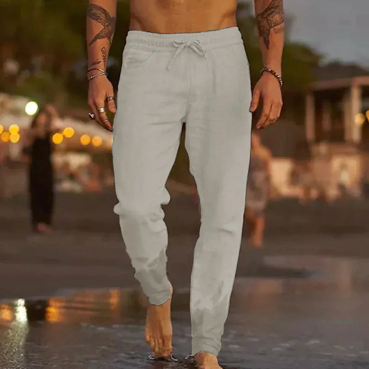 Lukas - Pantaloni da spiaggia in lino