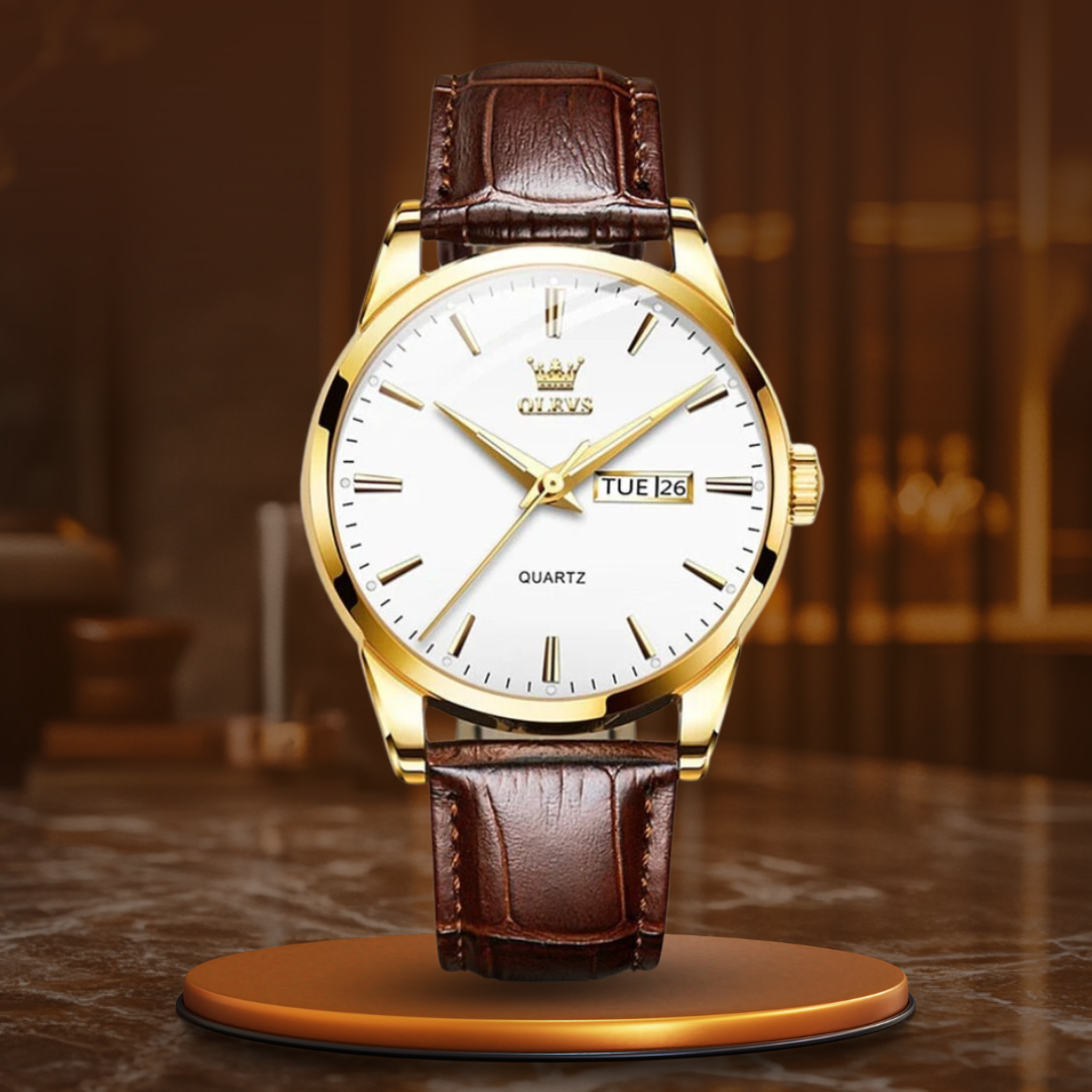 Relógio de Negócios de Luxo com Bracelete de Couro