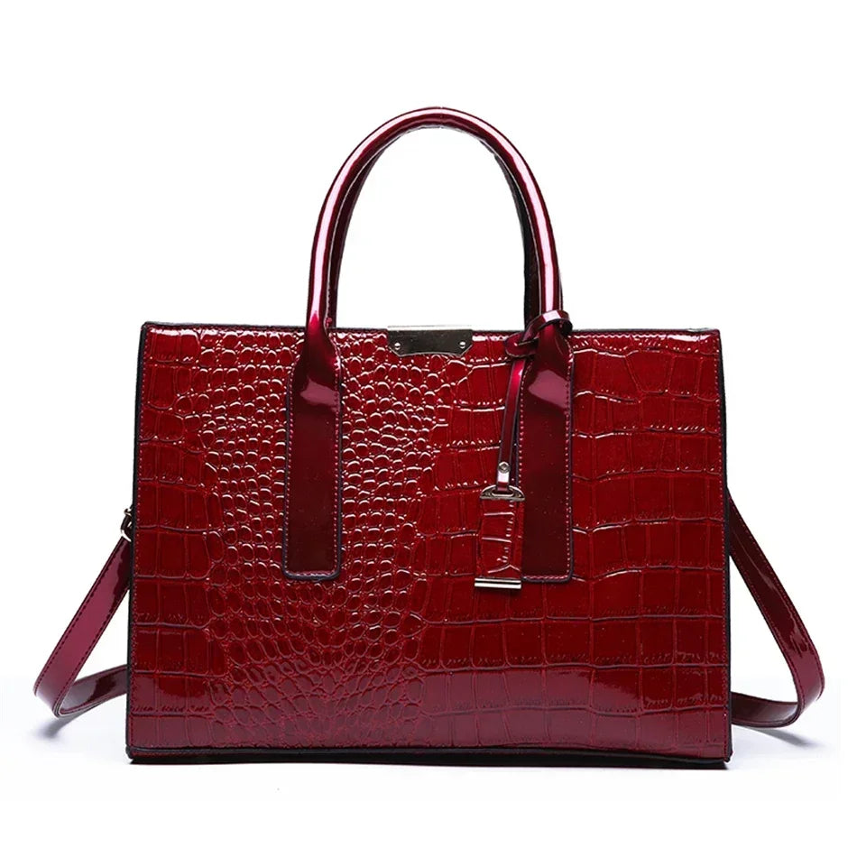 Riviera™ | Tote Bag Capiente in Finitura Coccodrillo