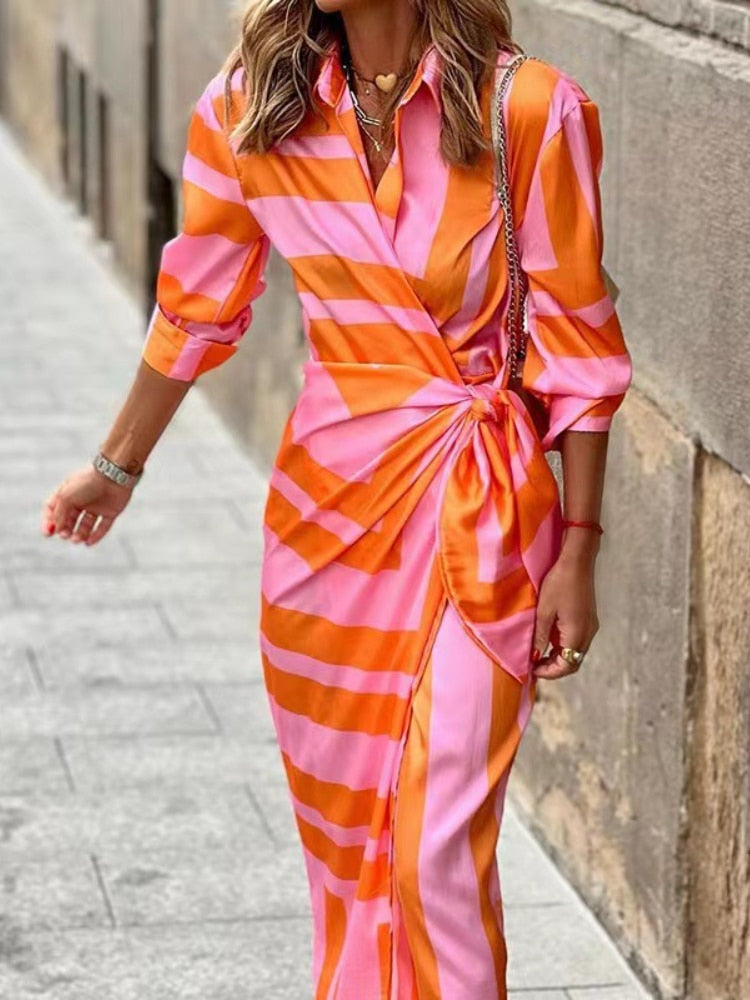 Clarissa | Vestito Camicia Midi a Righe