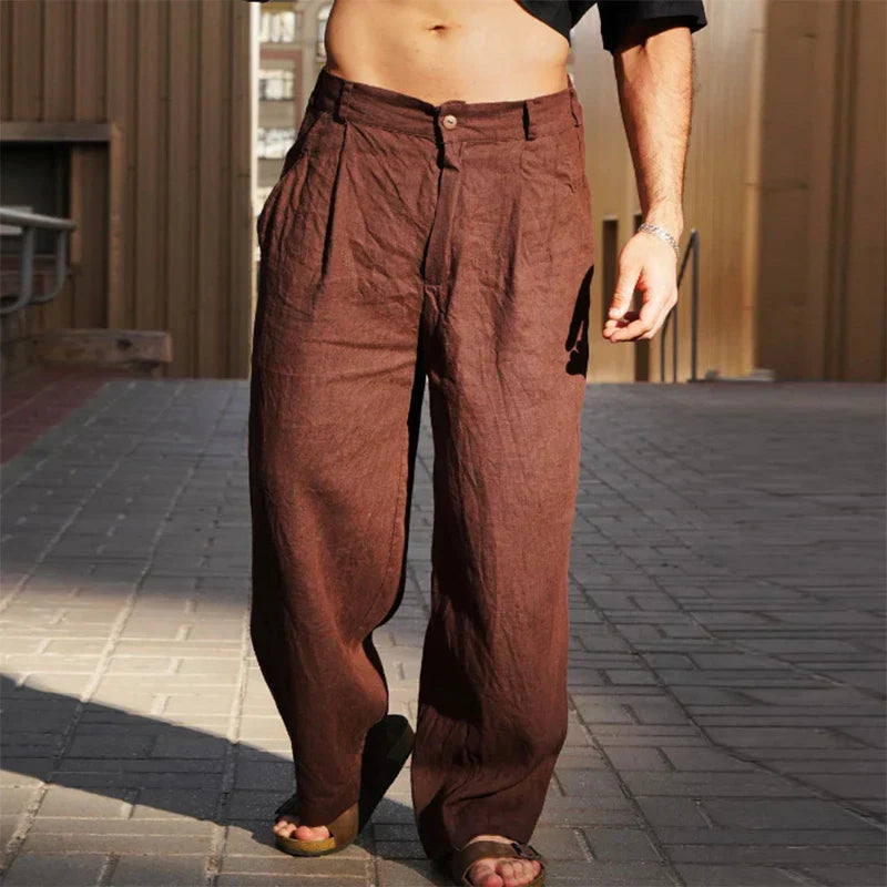 Dennis™ | PANTALONI DI LINO A GAMBA LARGA