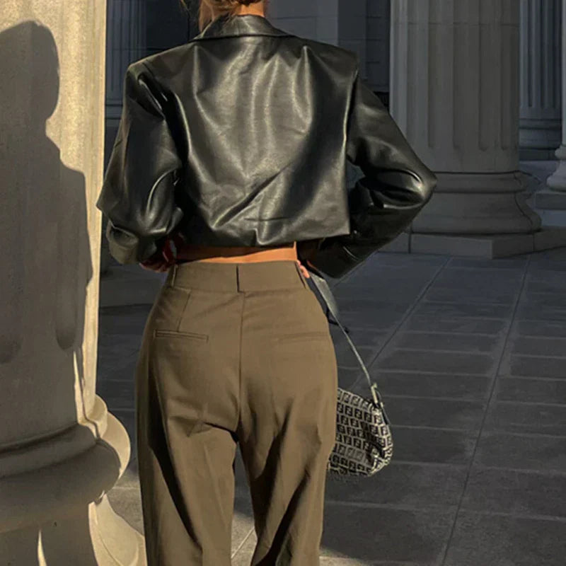 Élise™ | Elegant faux leather coat