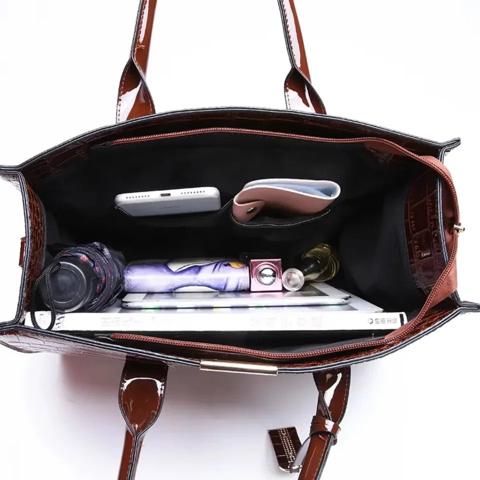 Riviera™ | Tote Bag Capiente in Finitura Coccodrillo