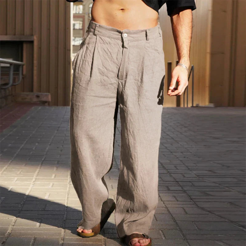 Dennis™ | PANTALONI DI LINO A GAMBA LARGA