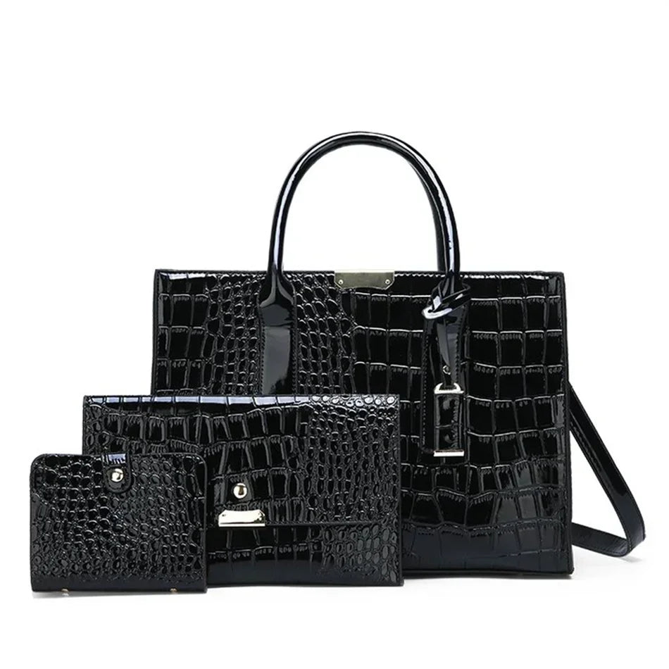 Riviera™ | Tote Bag Capiente in Finitura Coccodrillo