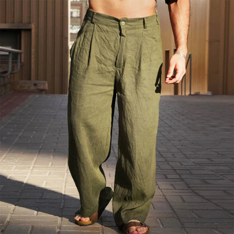 Dennis™ | PANTALONI DI LINO A GAMBA LARGA