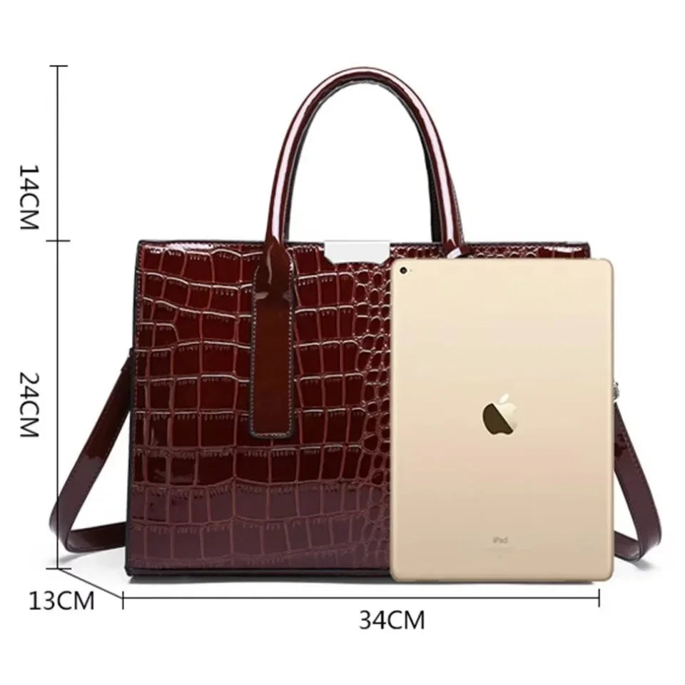 Riviera™ | Tote Bag Capiente in Finitura Coccodrillo