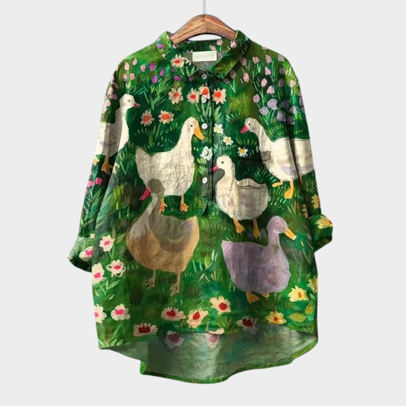 LUCIANA | Blusa Oversize con Gatti Stilizzati e Comfort Unico per Ogni Giornata