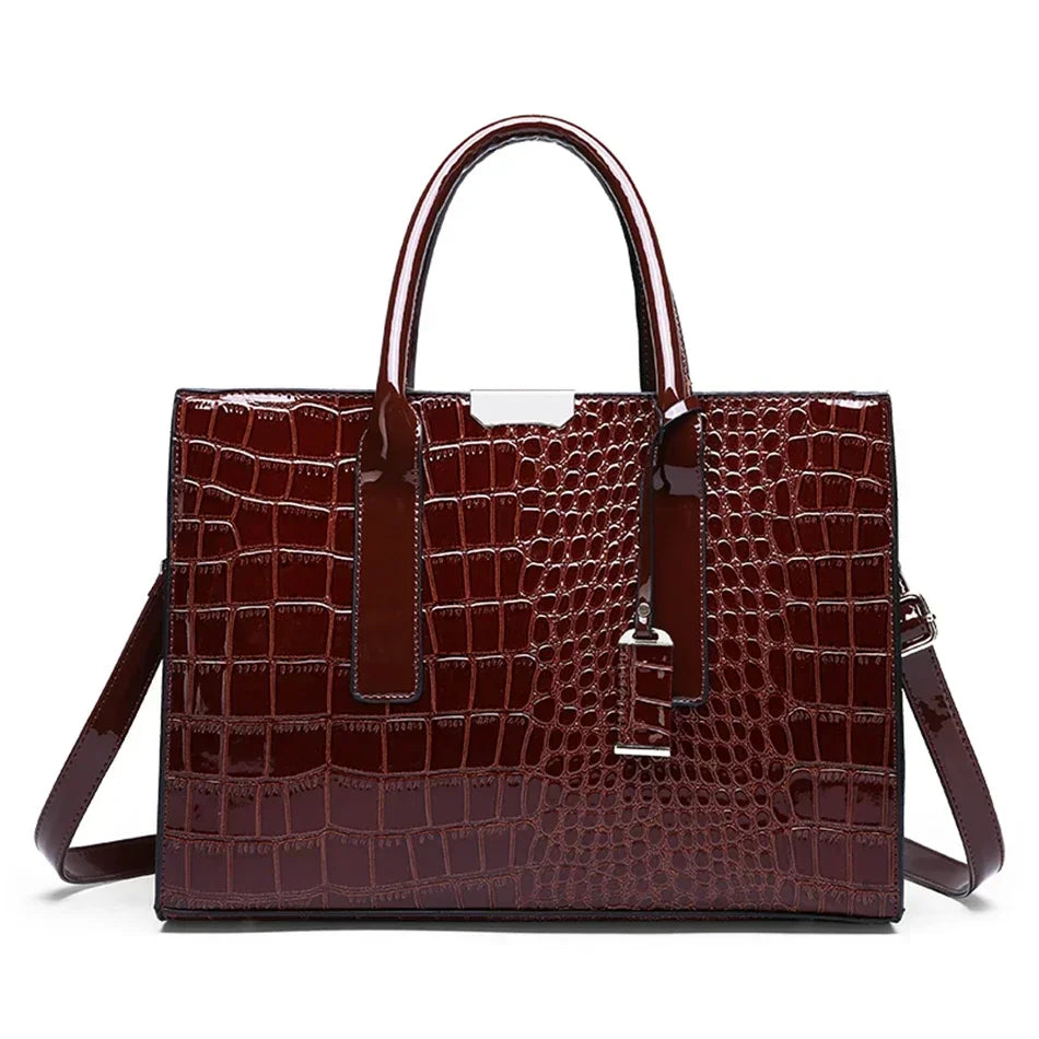 Riviera™ | Tote Bag Capiente in Finitura Coccodrillo