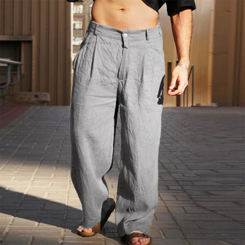 Dennis™ | PANTALONI DI LINO A GAMBA LARGA