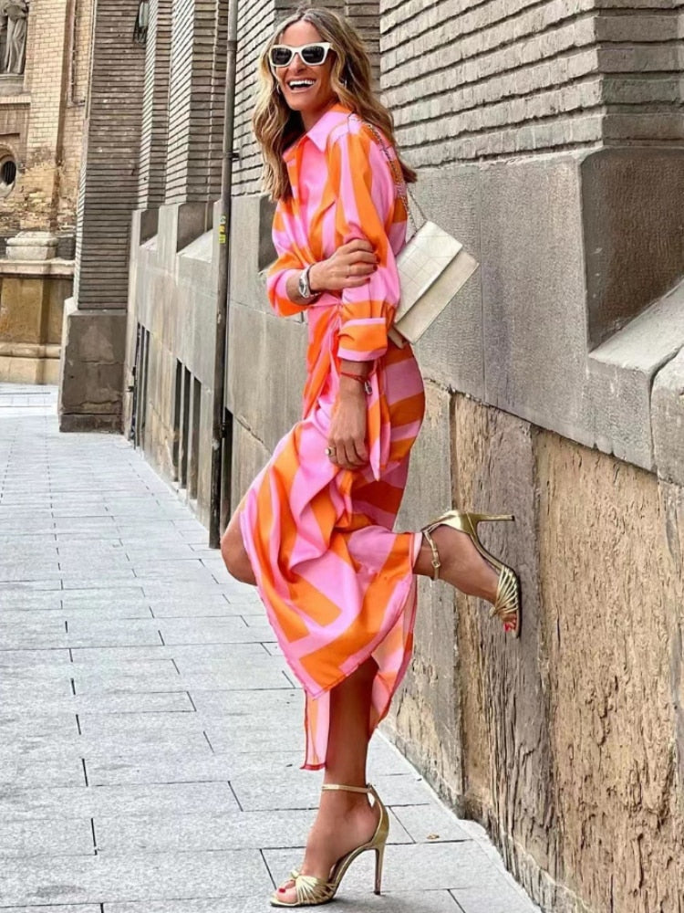 Clarissa | Vestito Camicia Midi a Righe