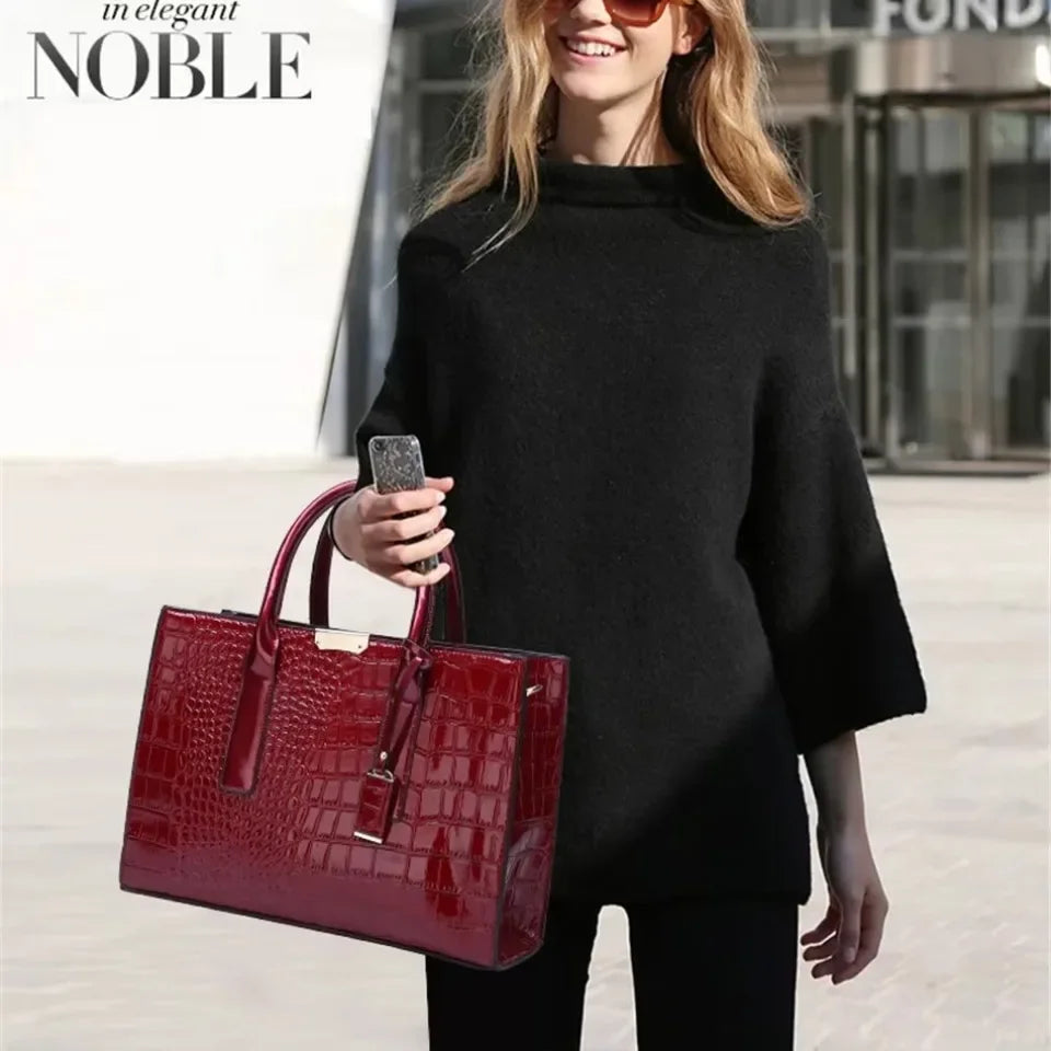 Riviera™ | Tote Bag Capiente in Finitura Coccodrillo