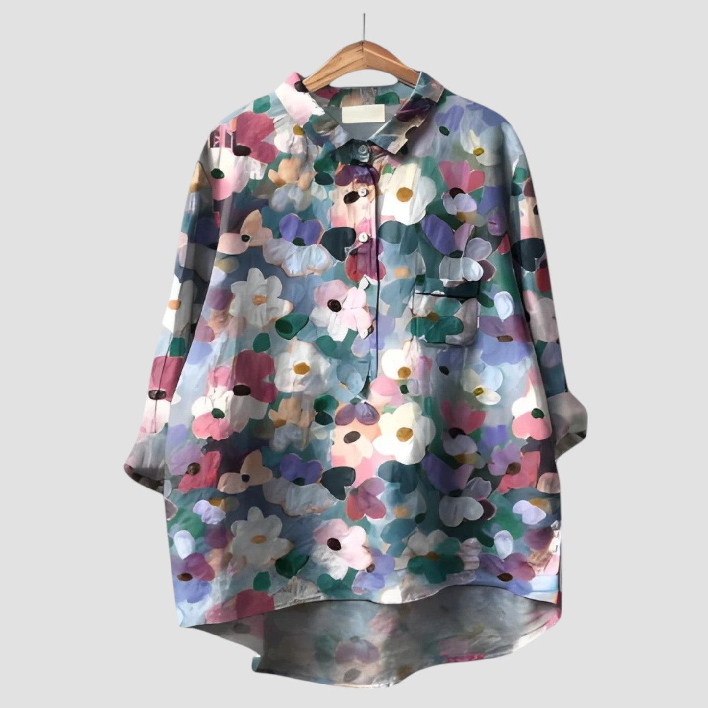 VERONICA ⏐ Camicia Oversize con Fantasia Floreale Artistica