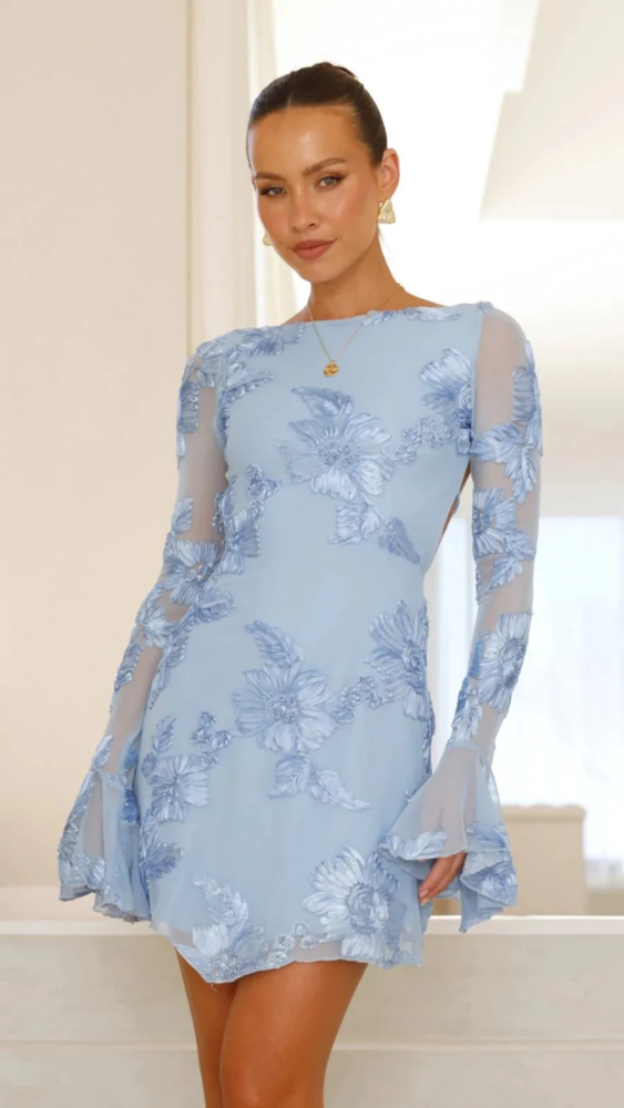Cléa™ | Elegante Mini Abito con Ricami Floreali