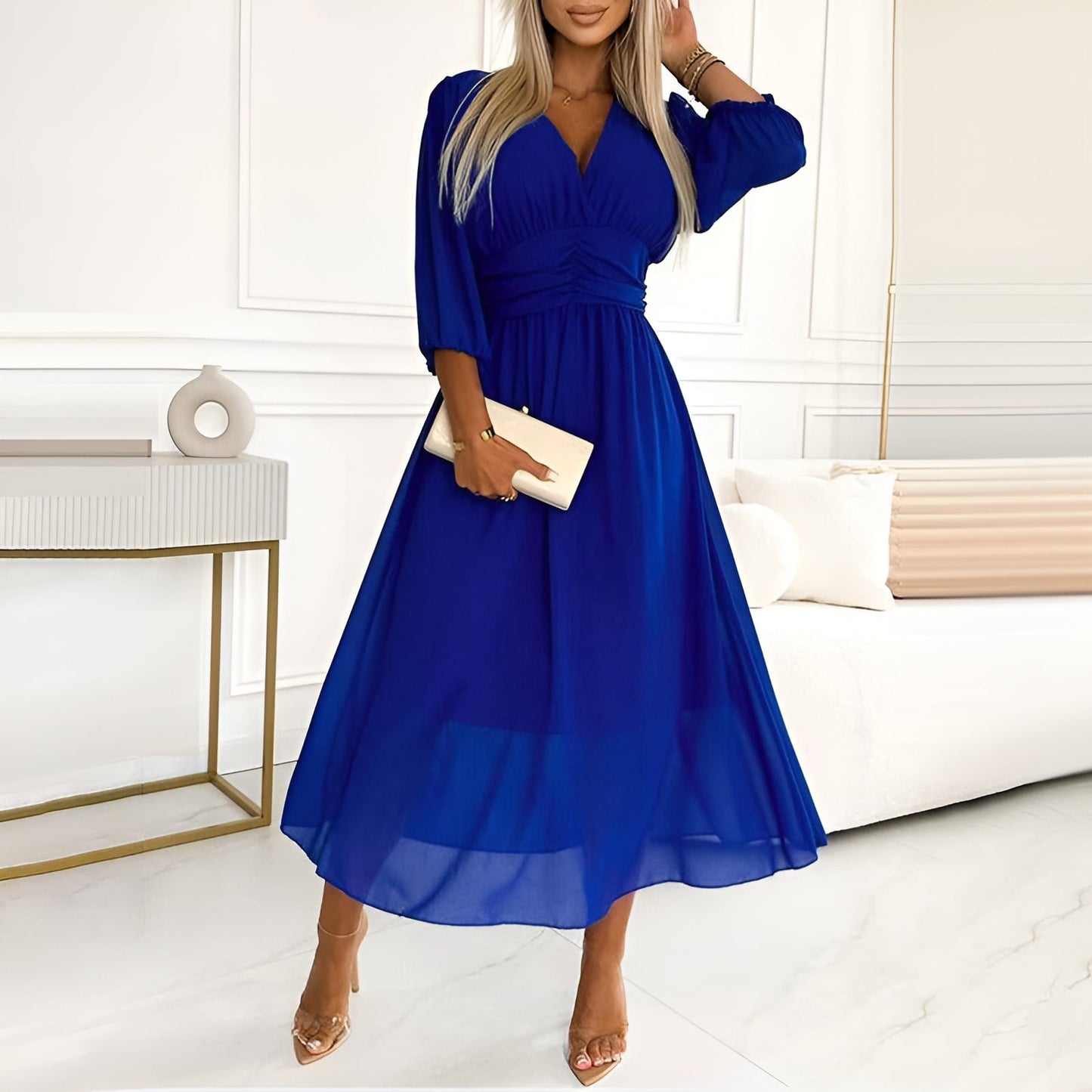Chiara™ | Elegante Abito Estivo in Chiffon di Seta Leggerissimo