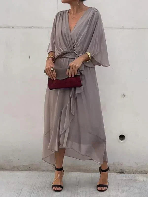 Monica™ | Elegante Abito in Chiffon di Seta con Affascinante Scollatura a V