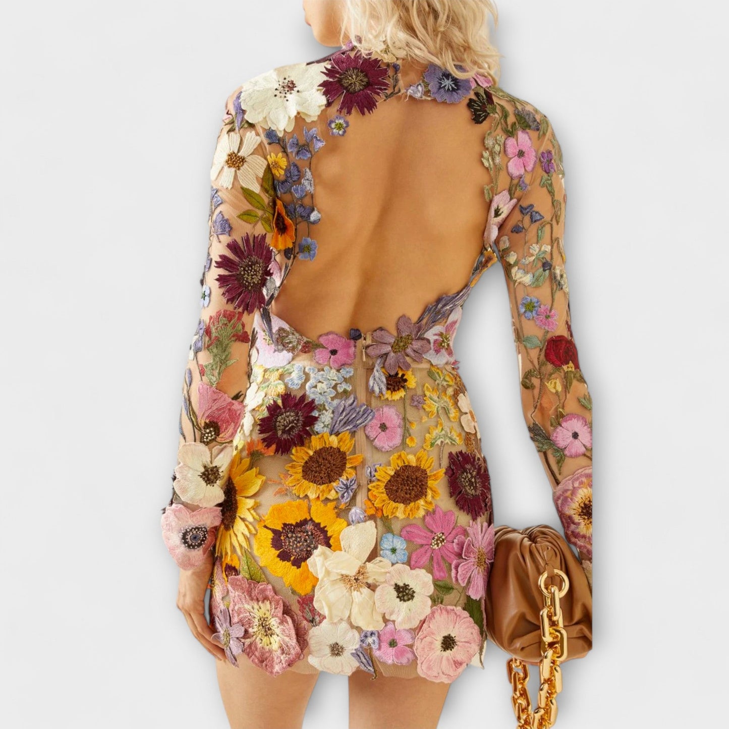 Dolores™ - Vestido com padrão floral 3D