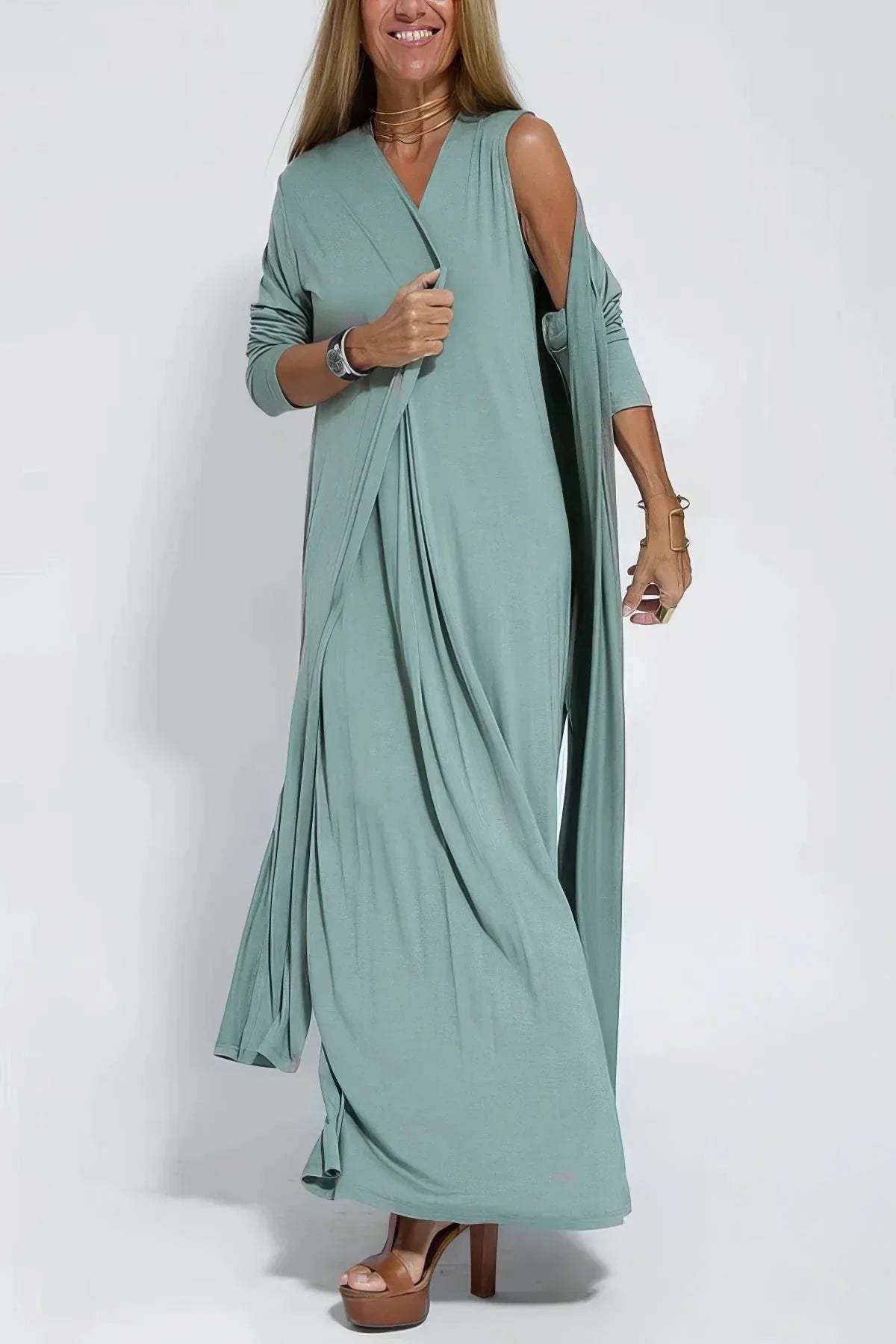 Nicole™ | Elegante Maxiabito con Cardigan Abbinato