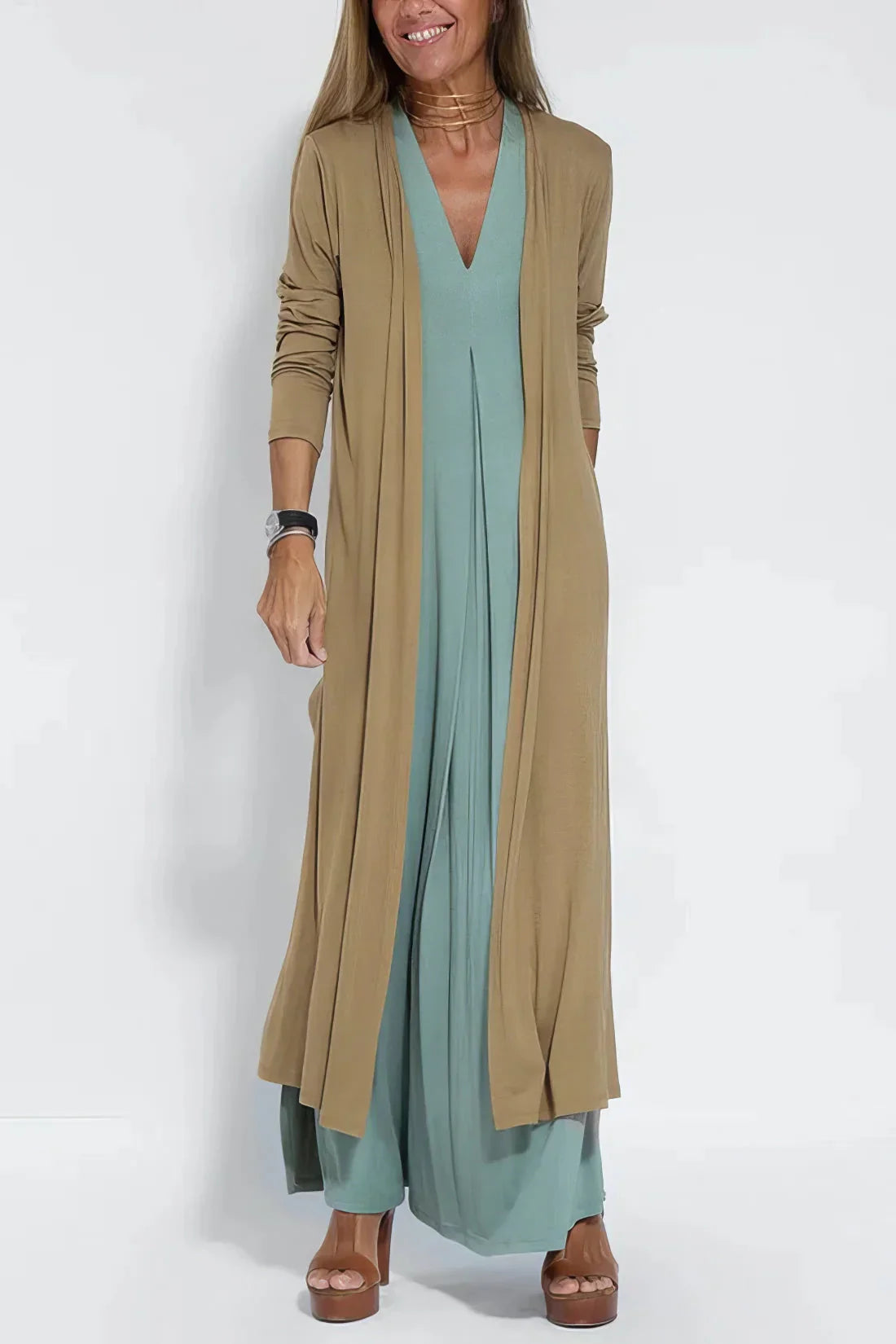 Nicole™ | Elegante Maxiabito con Cardigan Abbinato