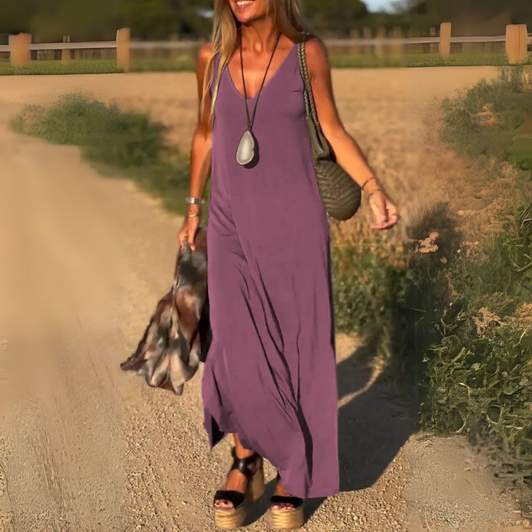 Élyse™ | Elegante Maxidress Senza Maniche con Scollo a V Raffinato