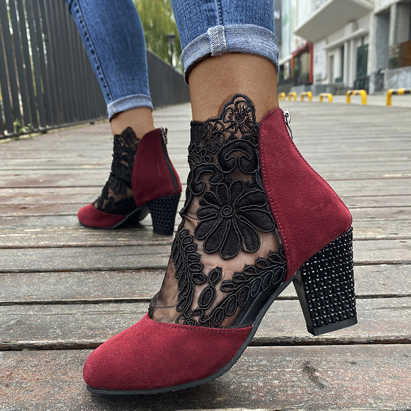 Evelyn Elegante Zomerse Kanten Hoge Hakken👢✨