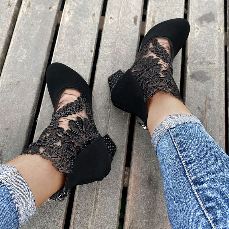 Evelyn Elegante Zomerse Kanten Hoge Hakken👢✨