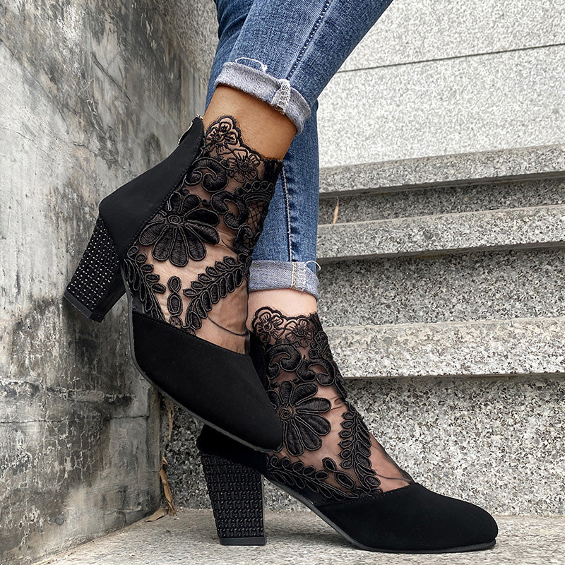 Evelyn Elegante Zomerse Kanten Hoge Hakken👢✨