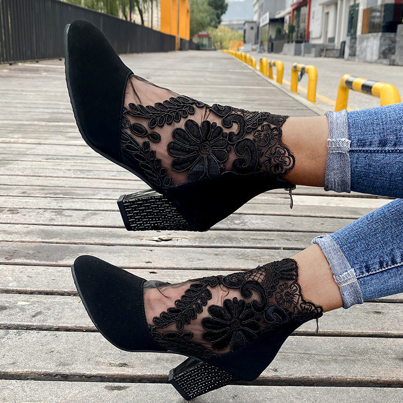 Evelyn Elegante Zomerse Kanten Hoge Hakken👢✨