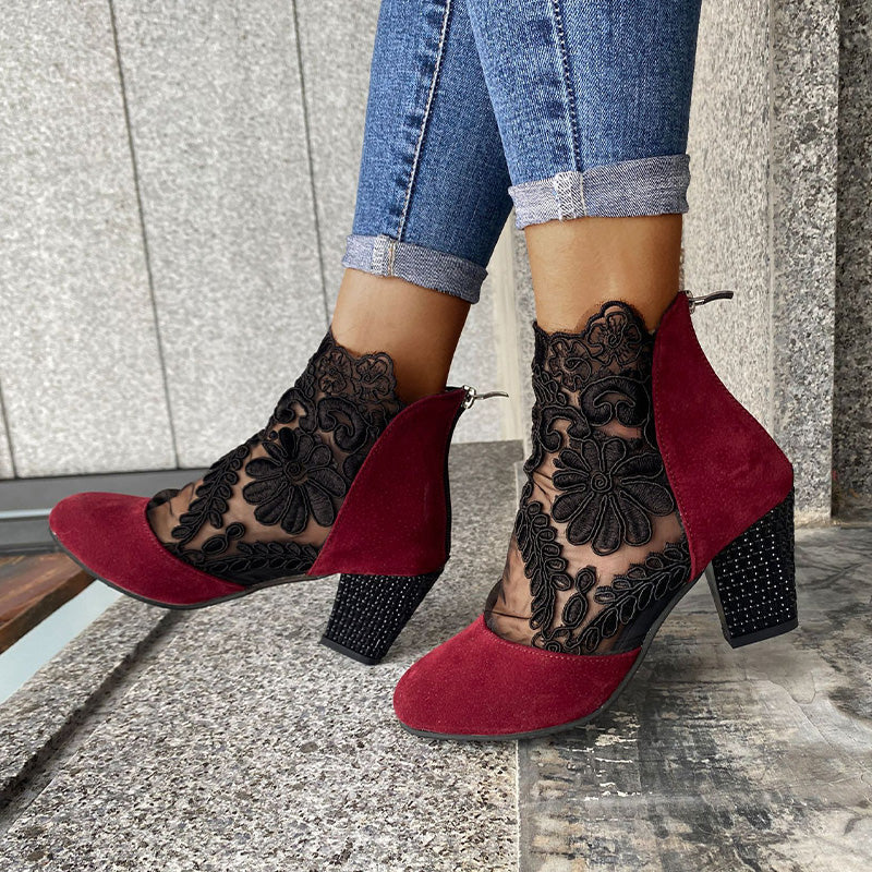 Evelyn Elegante Zomerse Kanten Hoge Hakken👢✨