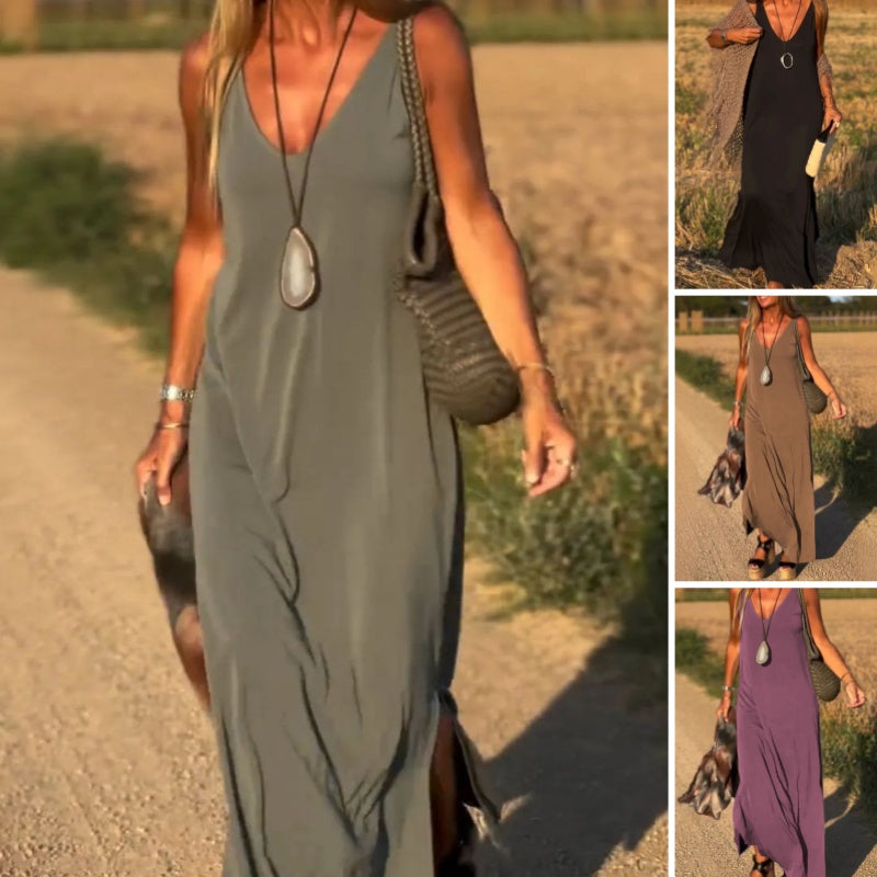 Élyse™ | Elegante Maxidress Senza Maniche con Scollo a V Raffinato