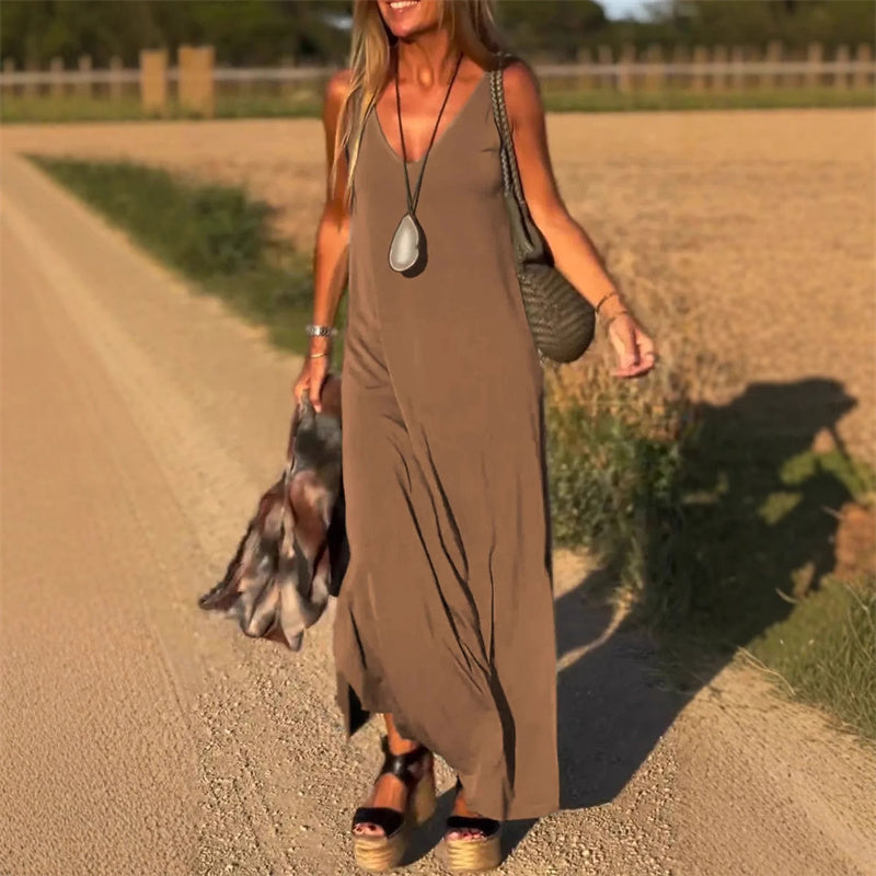 Élyse™ | Elegante Maxidress Senza Maniche con Scollo a V Raffinato