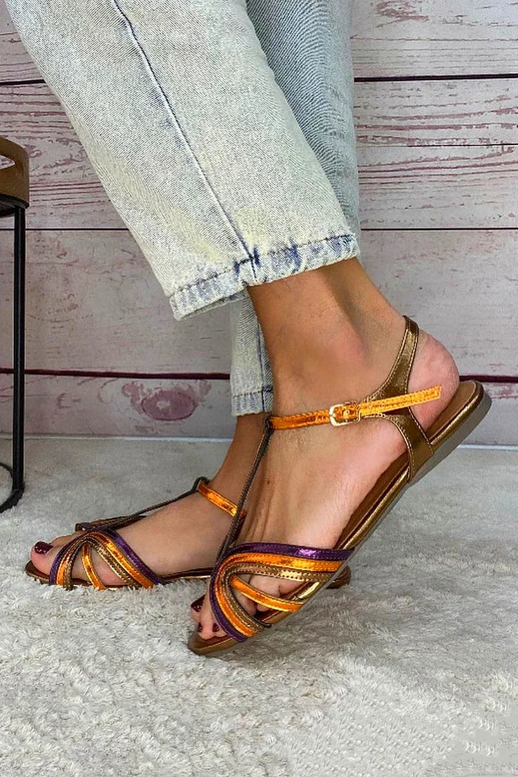 NERINA | Sandali bassi multifascia con dettagli metallici eleganti