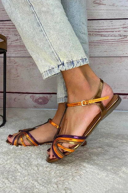 NERINA | Sandali bassi multifascia con dettagli metallici eleganti