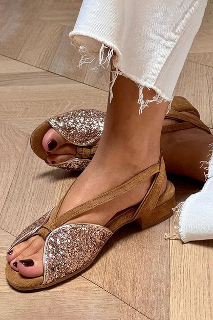 LUCREZIA | Eleganti Sandali Glitter con Suola Bassa per un Look Chic e Comodo