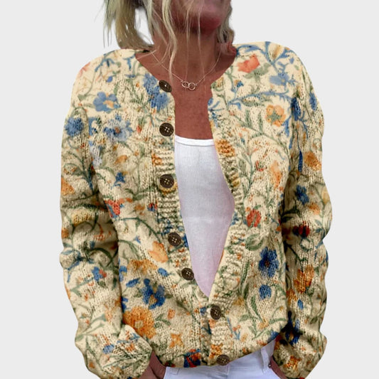 Cláudia™ - Cardigan Floral de Outono