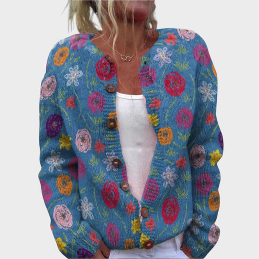 Filipa™ - Cardigan Floral de Outono