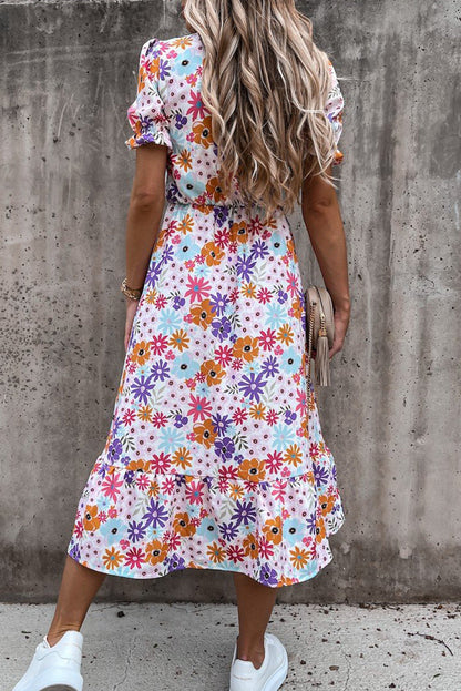 Georgia™ | Maxi Abito Elegante con Fiori e Scollatura a V