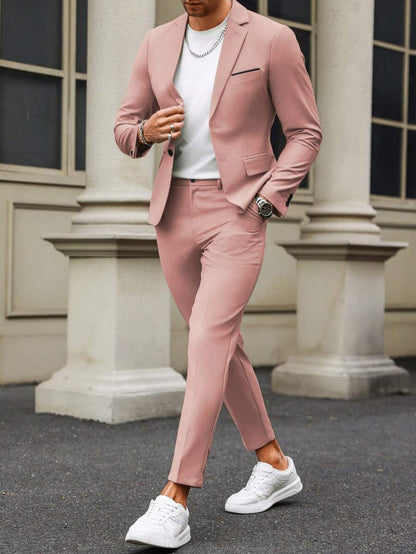 Renzo™ – Completo Uomo con Giacca e Pantalone a Dettaglio Contrastante