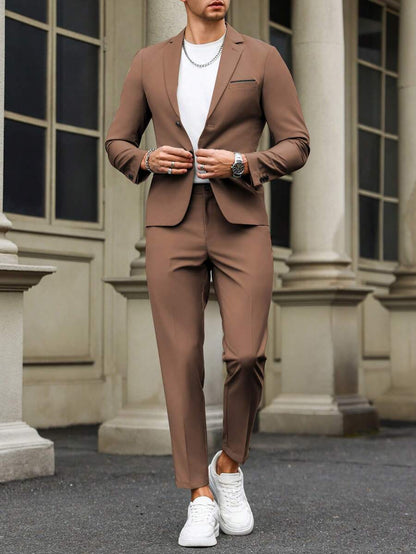 Renzo™ – Completo Uomo con Giacca e Pantalone a Dettaglio Contrastante