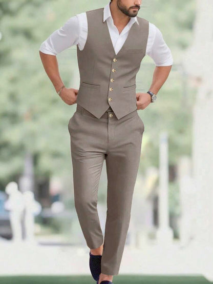 Ettore™ – Set da Uomo con Gilet a V e Pantalone Coordinato