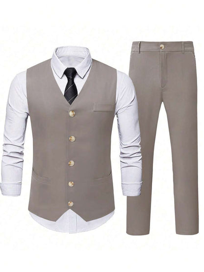 Ettore™ – Set da Uomo con Gilet a V e Pantalone Coordinato