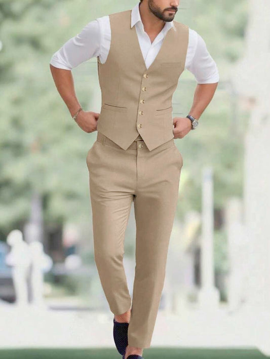 Ettore™ – Set da Uomo con Gilet a V e Pantalone Coordinato